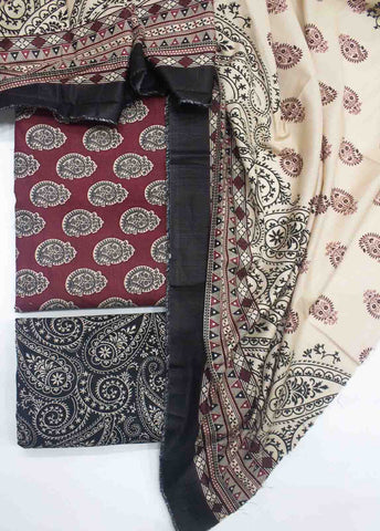 Bin Saeed Fabric - WKU-040-3 Piece Khaddar Printed UnStitched Suit