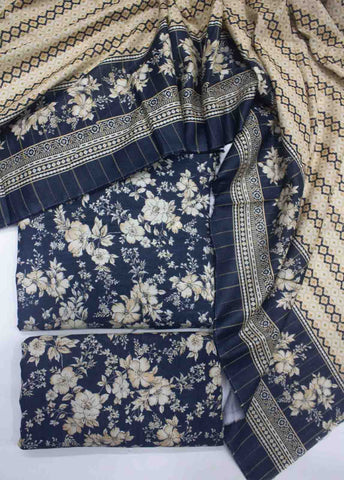 Bin Saeed Fabric - WKU-041-3 Piece Khaddar Printed UnStitched Suit