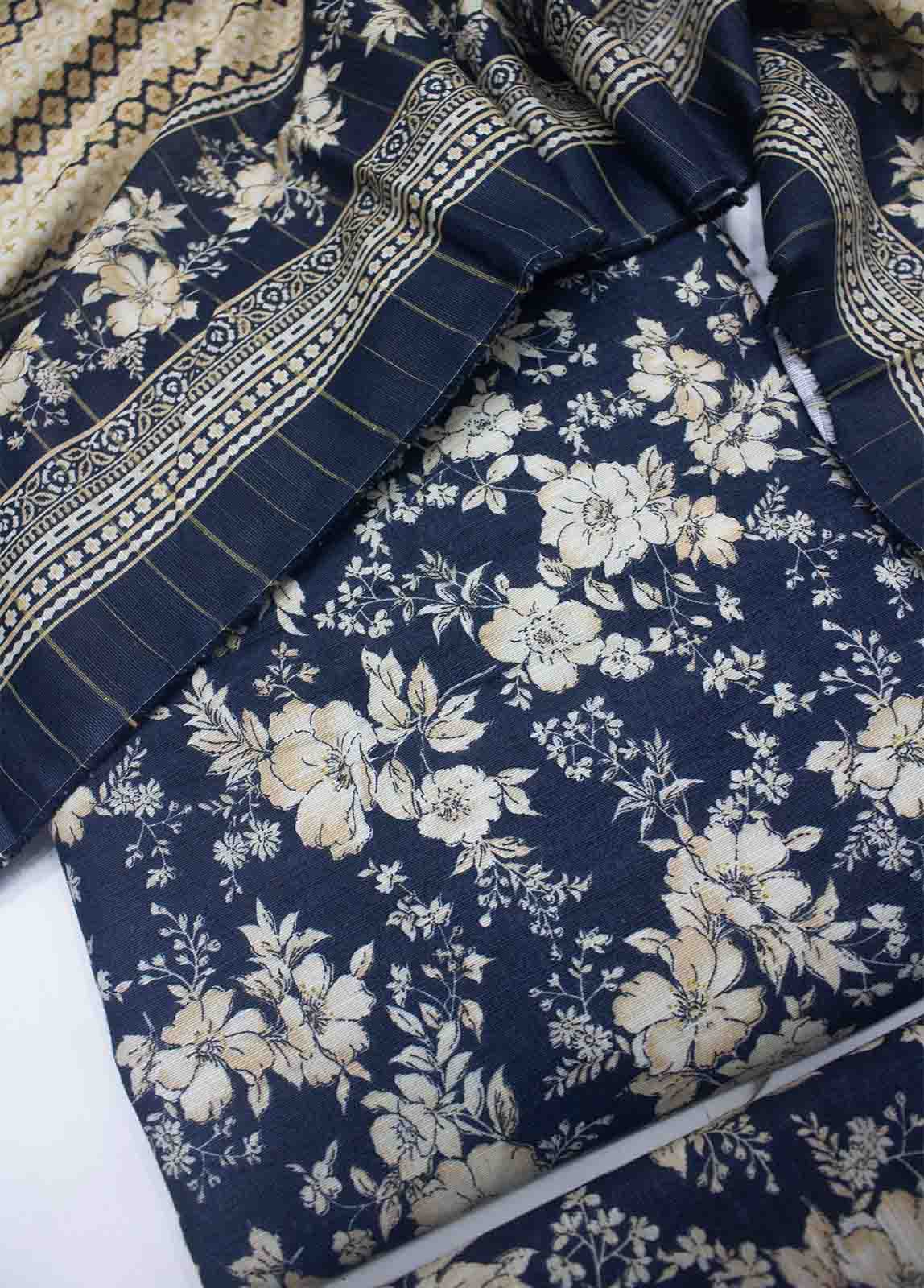 Bin Saeed Fabric - WKU-041-3 Piece Khaddar Printed UnStitched Suit