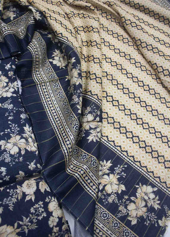 Bin Saeed Fabric - WKU-041-3 Piece Khaddar Printed UnStitched Suit