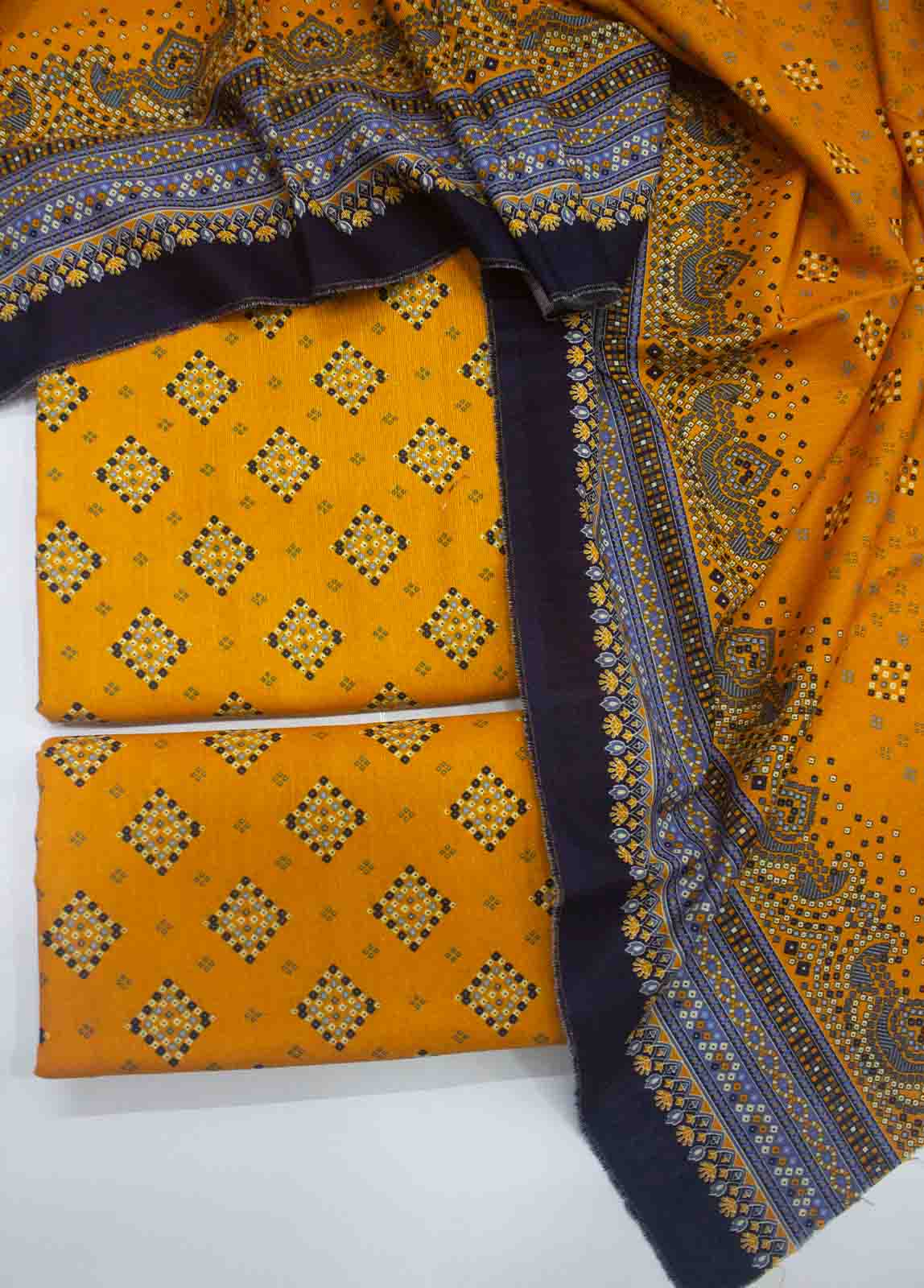 Bin Saeed Fabric - WKU-042-3 Piece Khaddar Printed UnStitched Suit