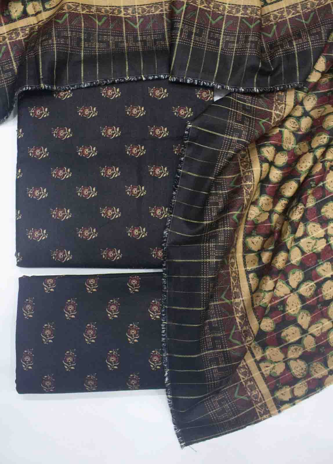 Bin Saeed Fabric - WKU-044-3 Piece Khaddar Printed UnStitched Suit