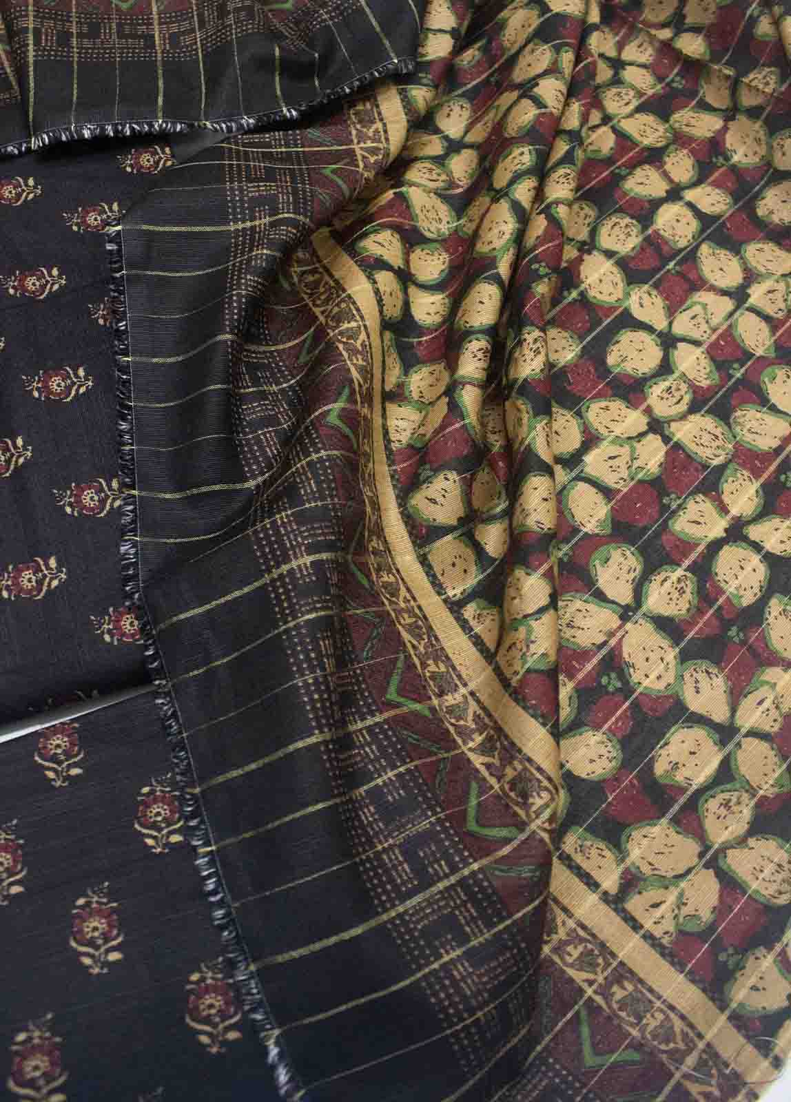 Bin Saeed Fabric - WKU-044-3 Piece Khaddar Printed UnStitched Suit