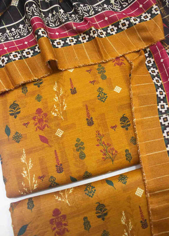 Bin Saeed Fabric - WKU-045-3 Piece Khaddar Printed UnStitched Suit