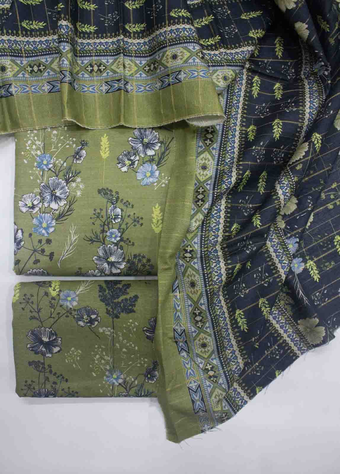 Bin Saeed Fabric - WKU-046-3 Piece Khaddar Printed UnStitched Suit