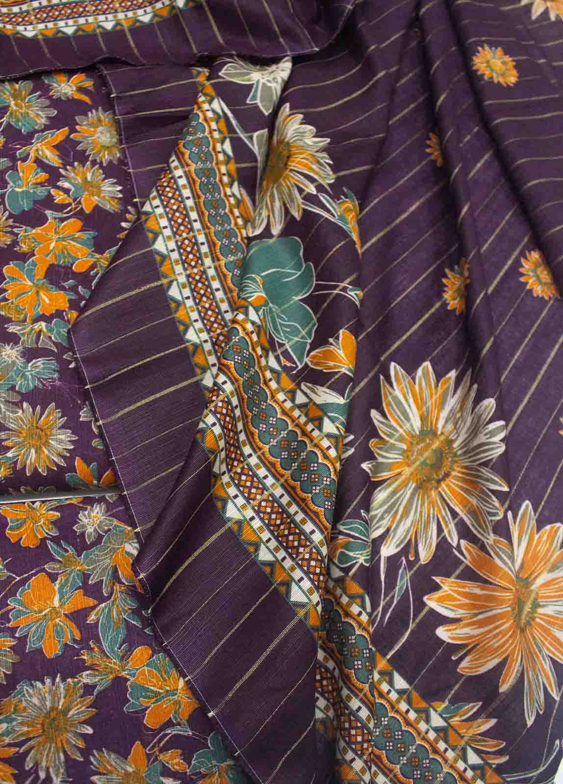 Bin Saeed Fabric - WKU-048-3 Piece Khaddar Printed UnStitched Suit