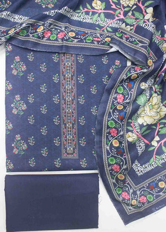 Bin Saeed Fabric - WKU-089-3 Piece Khaddar Printed UnStitched Suit
