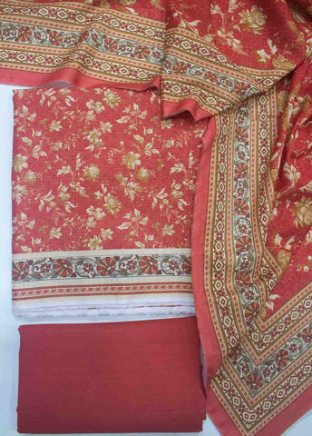 Bin Saeed Fabric - WKU-090-3 Piece Khaddar Printed UnStitched Suit