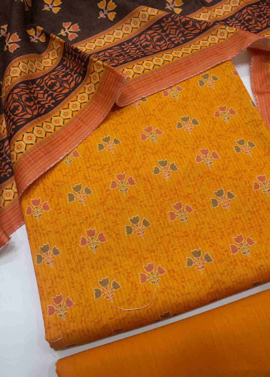 Bin Saeed Fabric - WKU-098-3 Piece Khaddar Printed UnStitched Suit