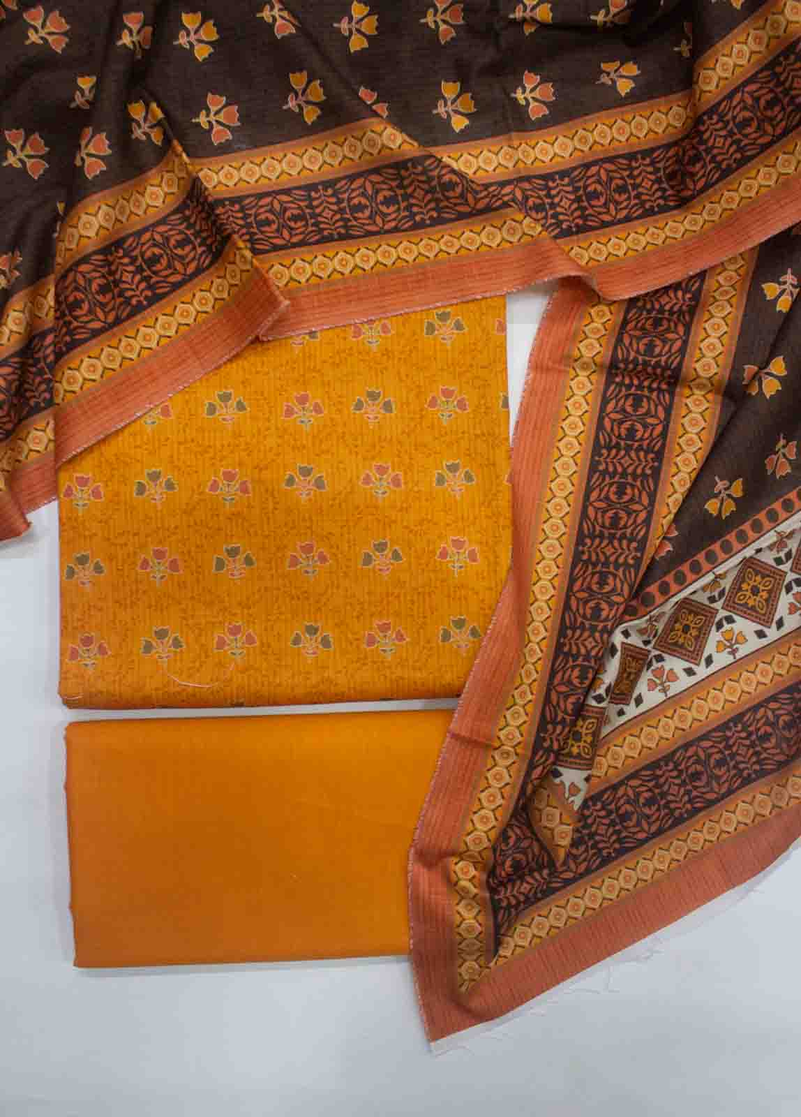 Bin Saeed Fabric - WKU-098-3 Piece Khaddar Printed UnStitched Suit