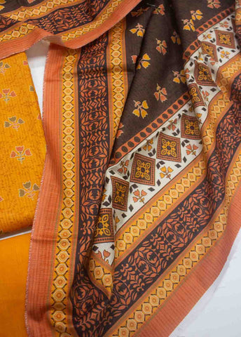 Bin Saeed Fabric - WKU-098-3 Piece Khaddar Printed UnStitched Suit