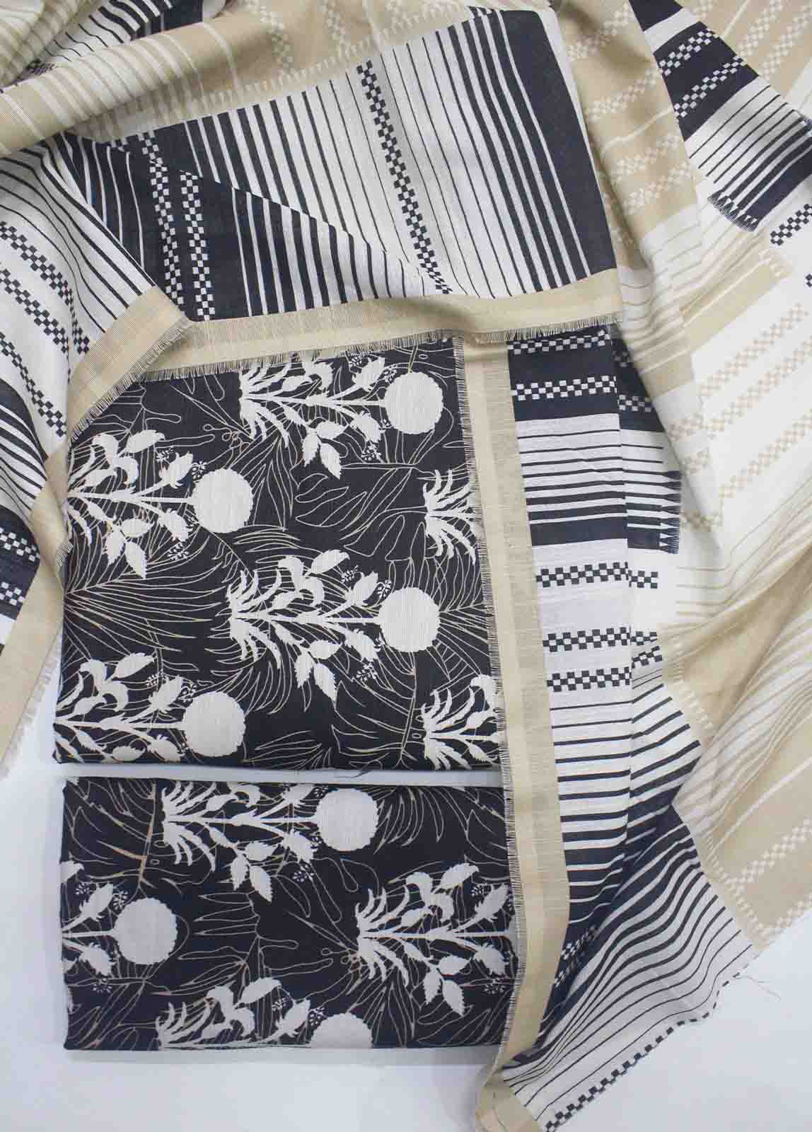 Bin Saeed Fabric - WKU-099-3 Piece Khaddar Printed UnStitched Suit