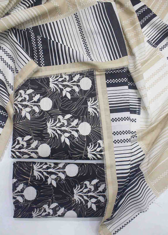 Bin Saeed Fabric - WKU-099-3 Piece Khaddar Printed UnStitched Suit