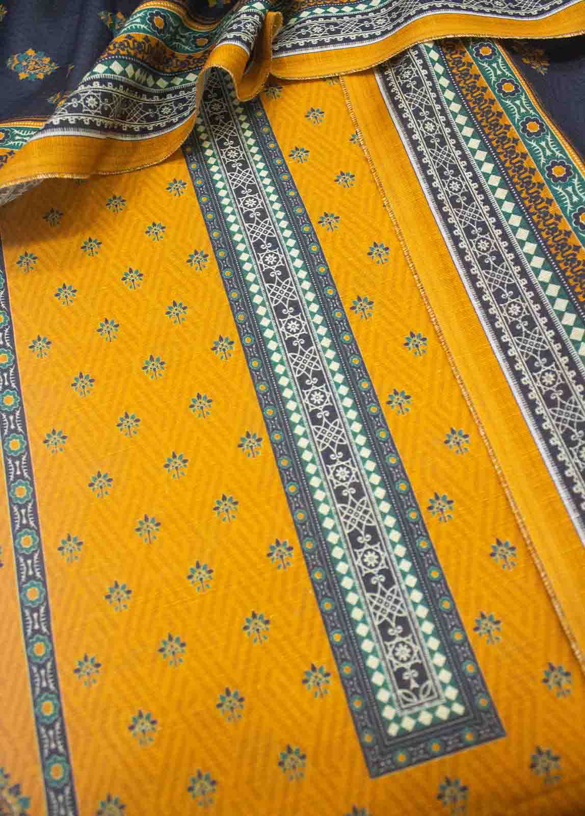 Bin Saeed Fabric - WKU-099 A-3 Piece Khaddar Printed UnStitched Suit