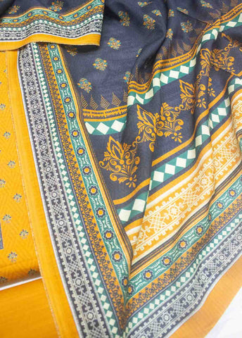 Bin Saeed Fabric - WKU-099 A-3 Piece Khaddar Printed UnStitched Suit