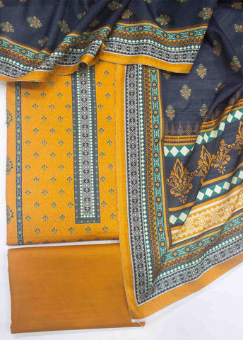Bin Saeed Fabric - WKU-099 A-3 Piece Khaddar Printed UnStitched Suit