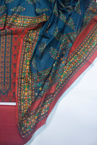 Bin Saeed Fabric - WKU-709- 3 Piece Khaddar Printed UnStitched Suit