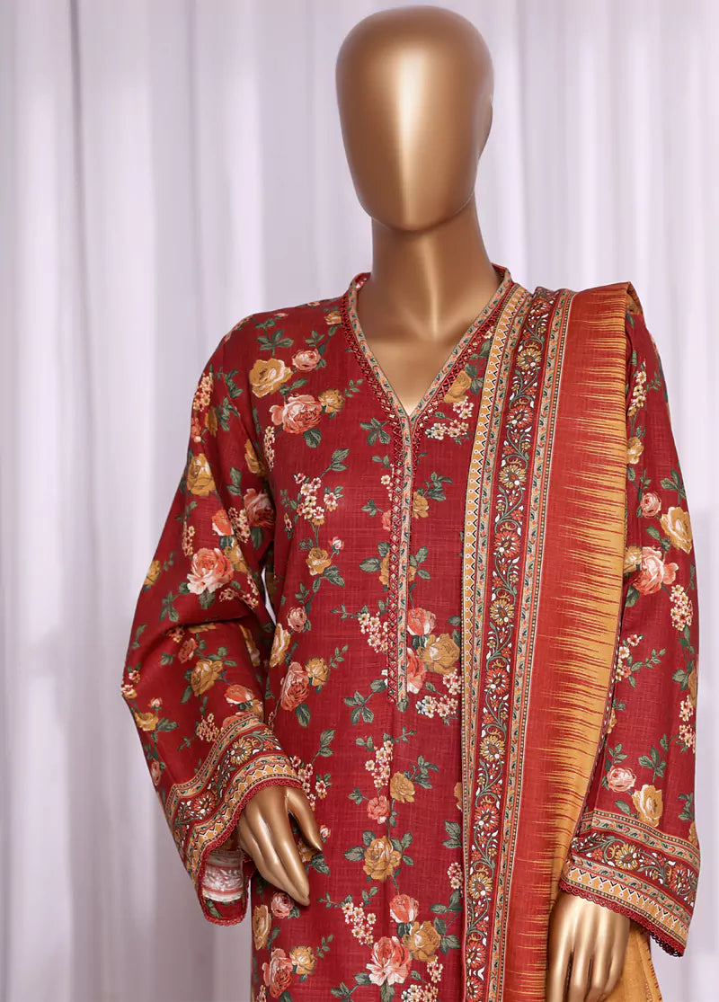 WKZC-2590- 3 Piece Khaddar Printed Stitched Suit