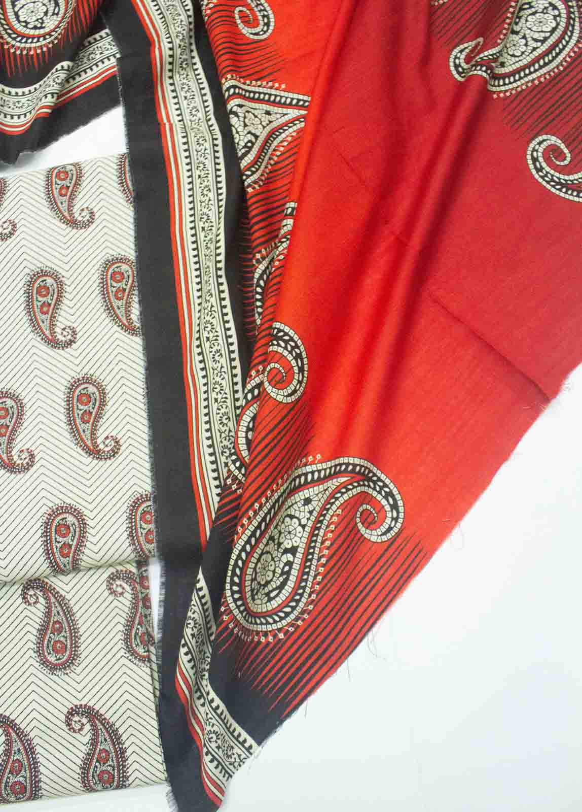 Bin Saeed Fabric - WK_R_001-3 Piece Khaddar Printed Unstitched Suit