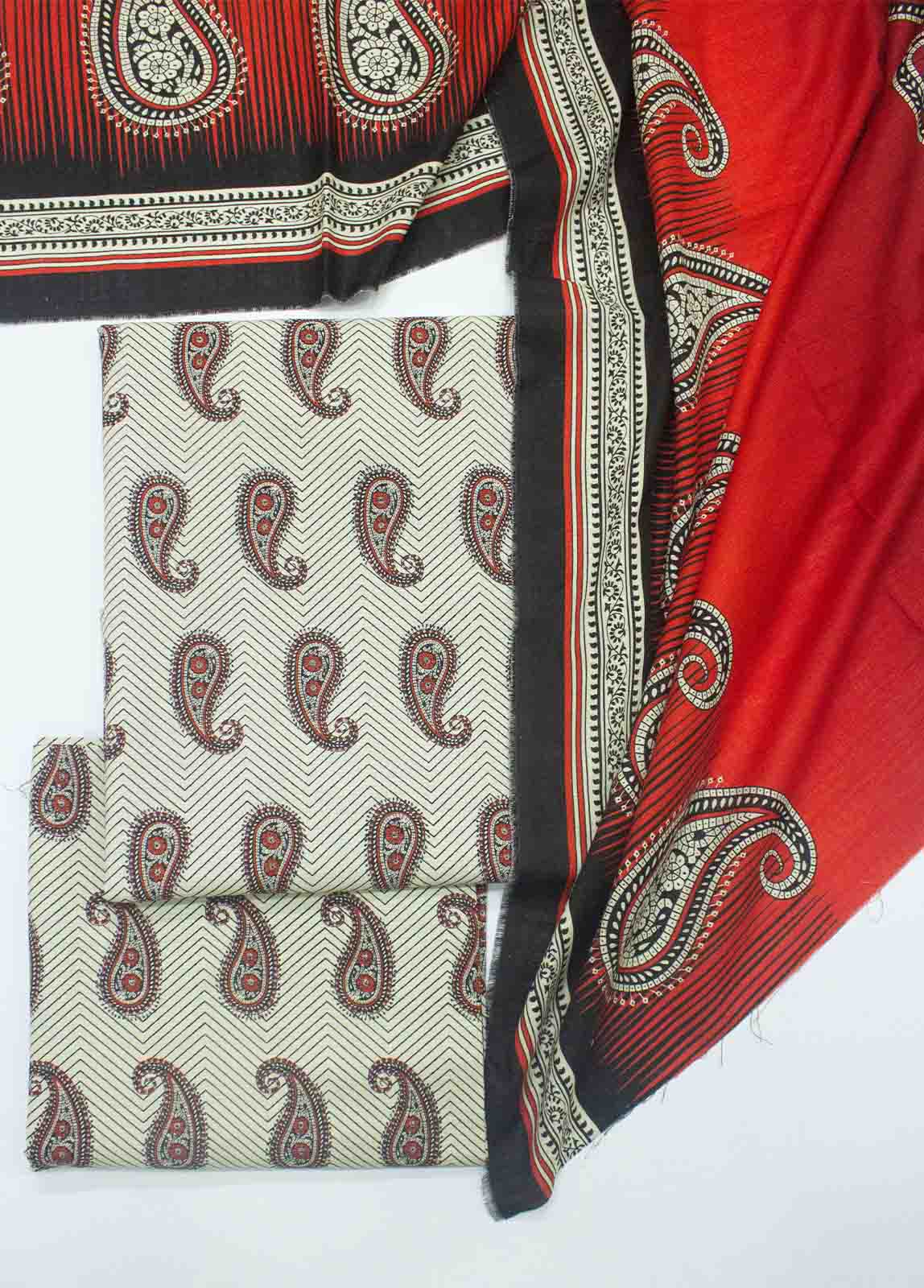 WK_R_001-3 Piece Khaddar Printed Unstitched Suit