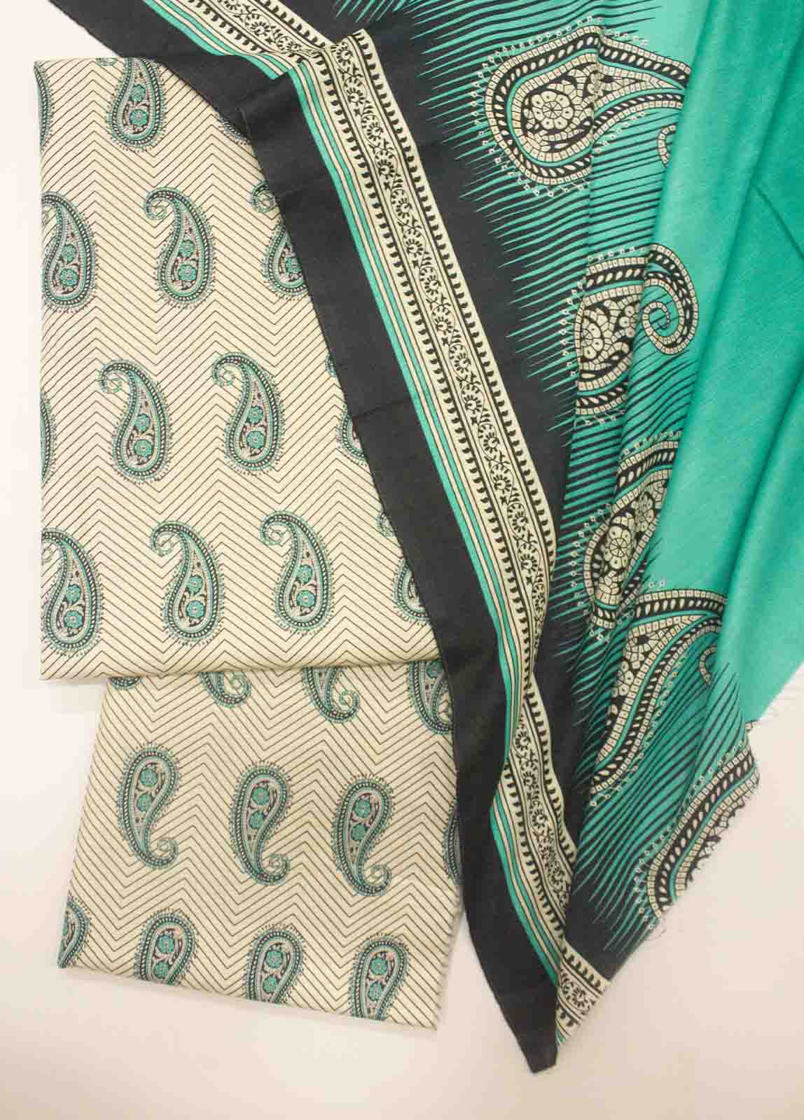 Bin Saeed Fabric - WK_R_002-3 Piece Khaddar Printed Unstitched Suit