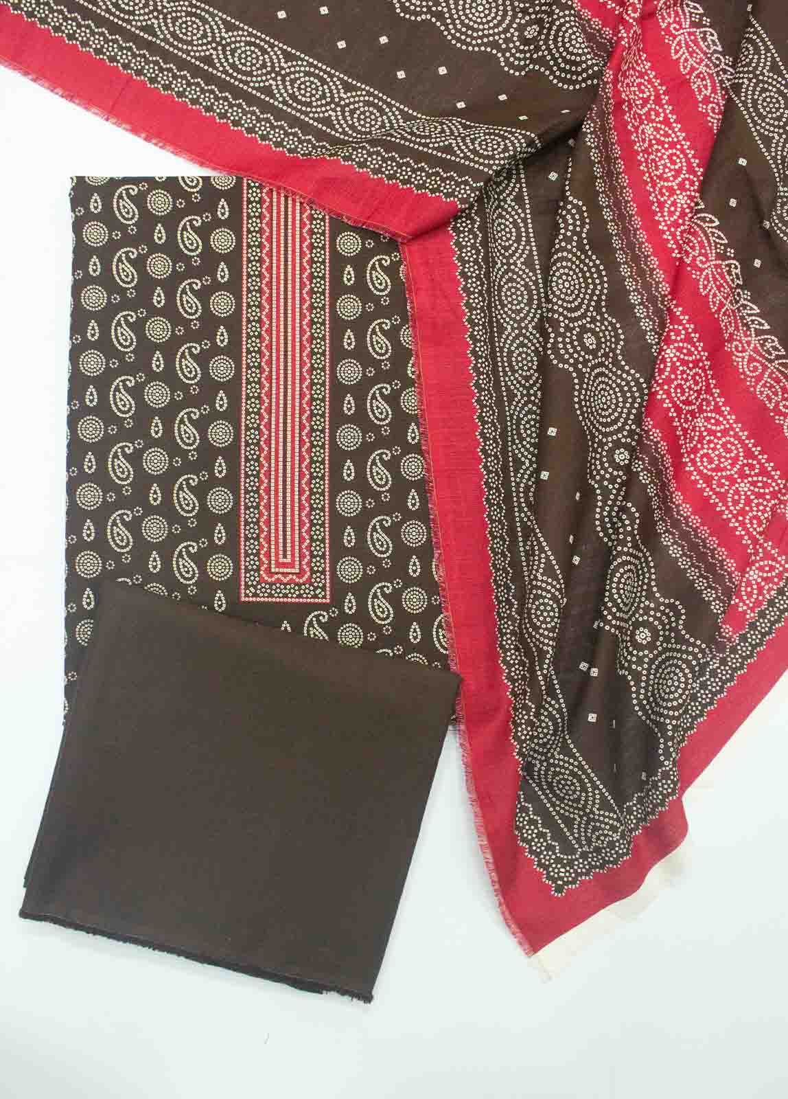 Bin Saeed Fabric - WK_R_003-3 Piece Khaddar Printed Unstitched Suit