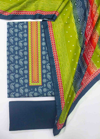 Bin Saeed Fabric - WK_R_006-3 Piece Khaddar Printed Unstitched Suit
