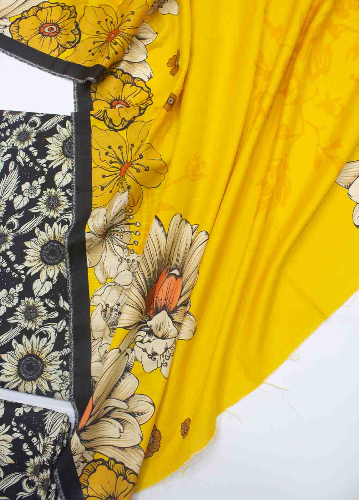 Bin Saeed Fabric - WK_R_009-3 Piece Khaddar Printed Unstitched Suit