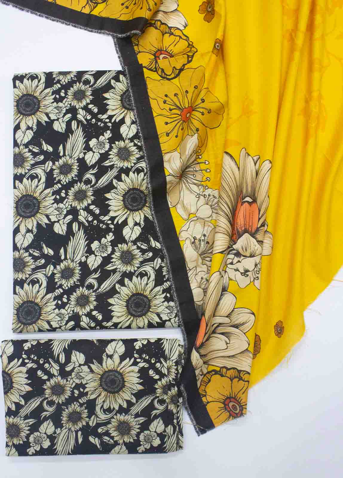 Bin Saeed Fabric - WK_R_009-3 Piece Khaddar Printed Unstitched Suit