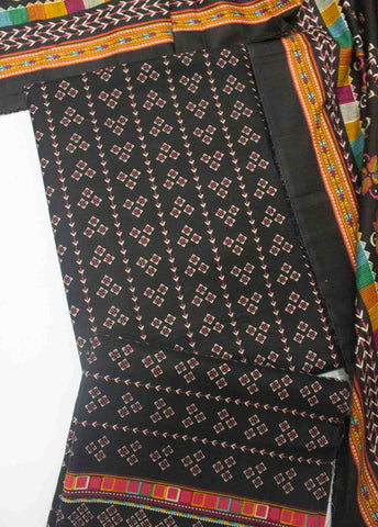 Bin Saeed Fabric - WK_R_010-3 Piece Khaddar Printed Unstitched Suit