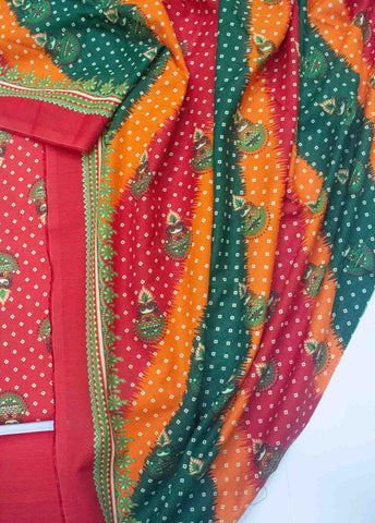 Bin Saeed Fabric - WK_R_011-3 Piece Khaddar Printed Unstitched Suit