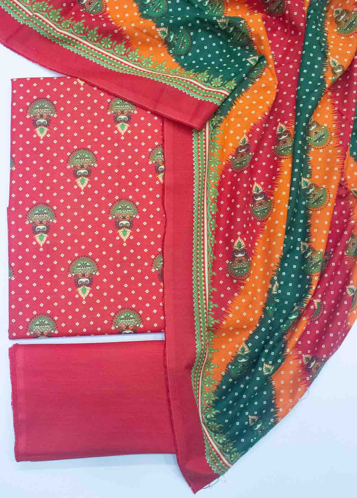 Bin Saeed Fabric - WK_R_011-3 Piece Khaddar Printed Unstitched Suit