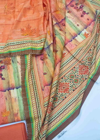 Bin Saeed Fabric - WK_R_050-3 Piece Khaddar Printed Unstitched Suit