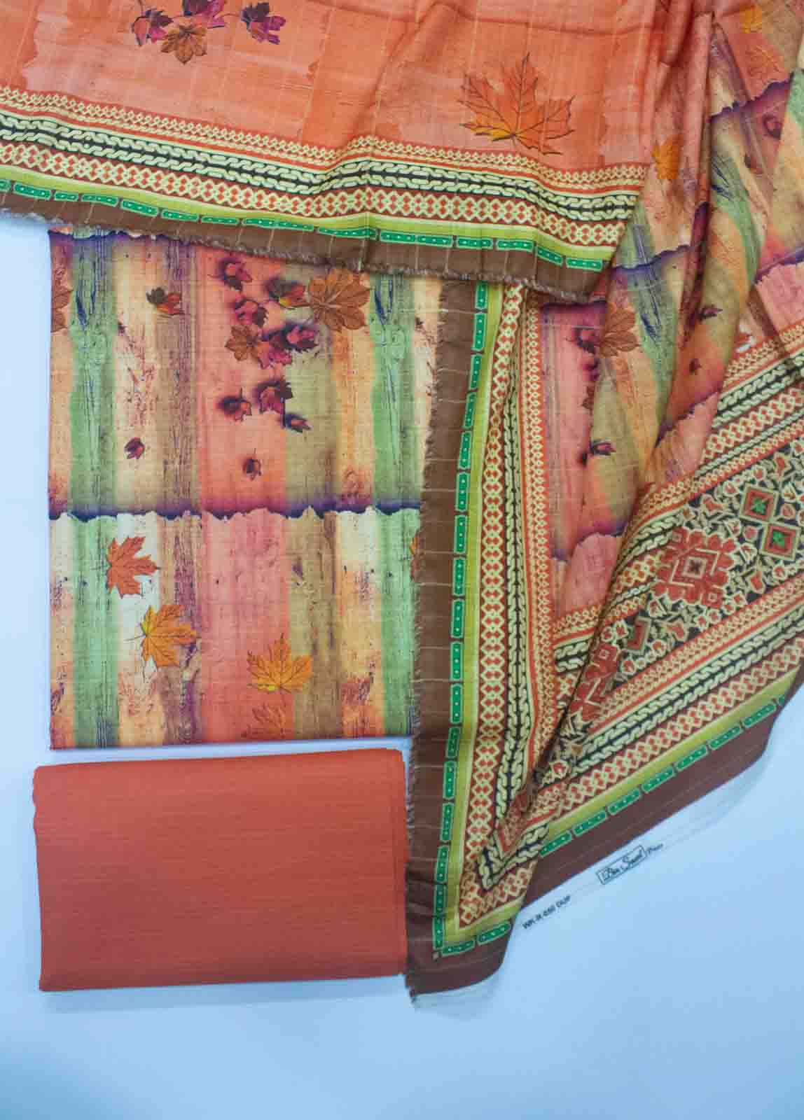 Bin Saeed Fabric - WK_R_050-3 Piece Khaddar Printed Unstitched Suit