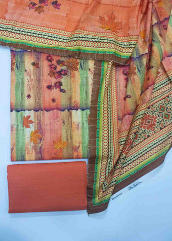 Bin Saeed Fabric - WK_R_050-3 Piece Khaddar Printed Unstitched Suit