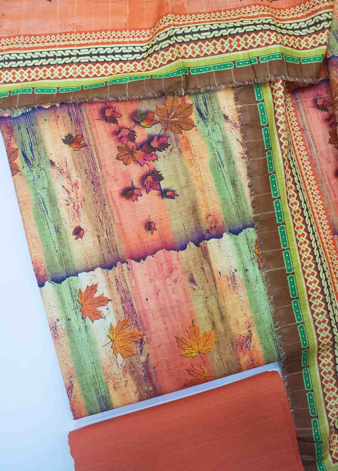 Bin Saeed Fabric - WK_R_050-3 Piece Khaddar Printed Unstitched Suit