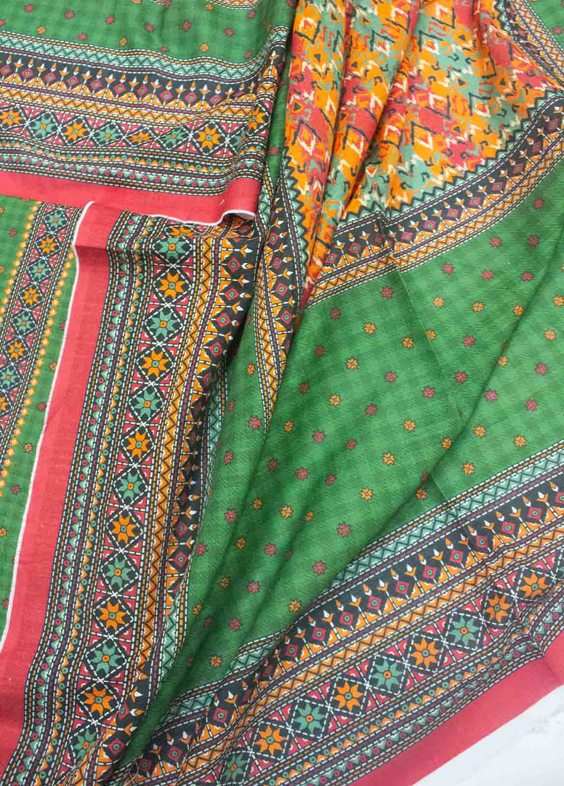 Bin Saeed Fabric - WK_R_054-3 Piece Khaddar Printed Unstitched Suit