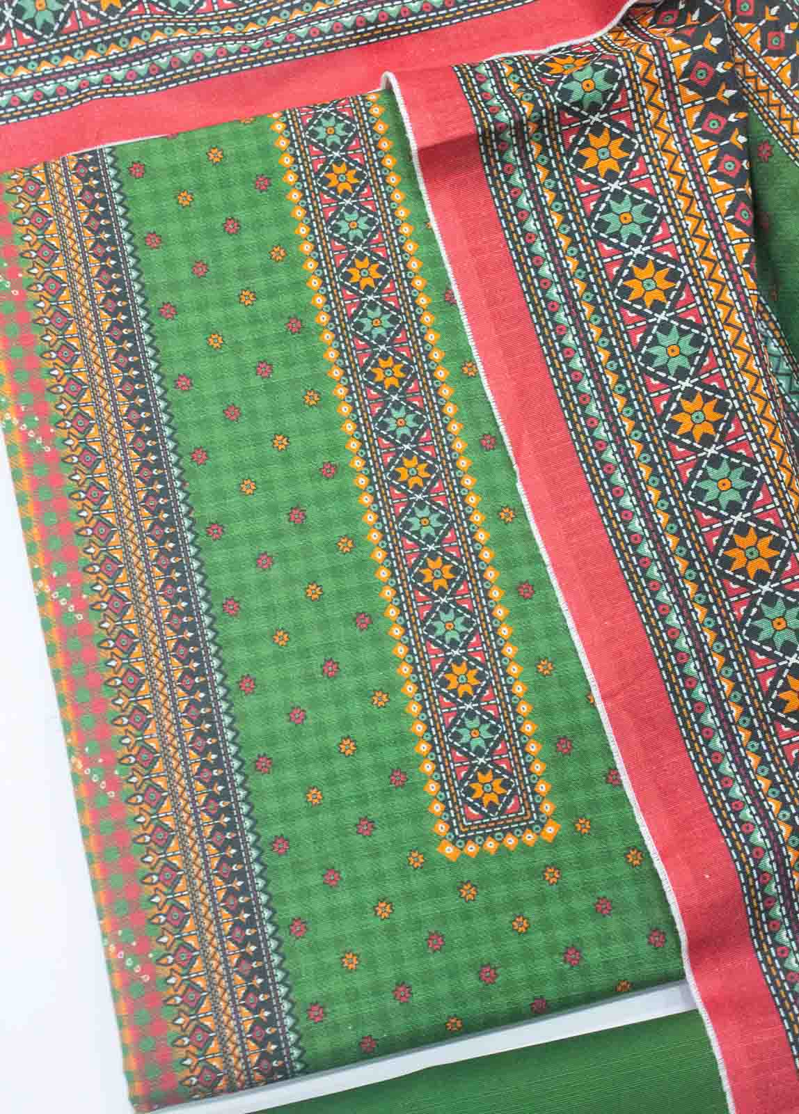 Bin Saeed Fabric - WK_R_054-3 Piece Khaddar Printed Unstitched Suit