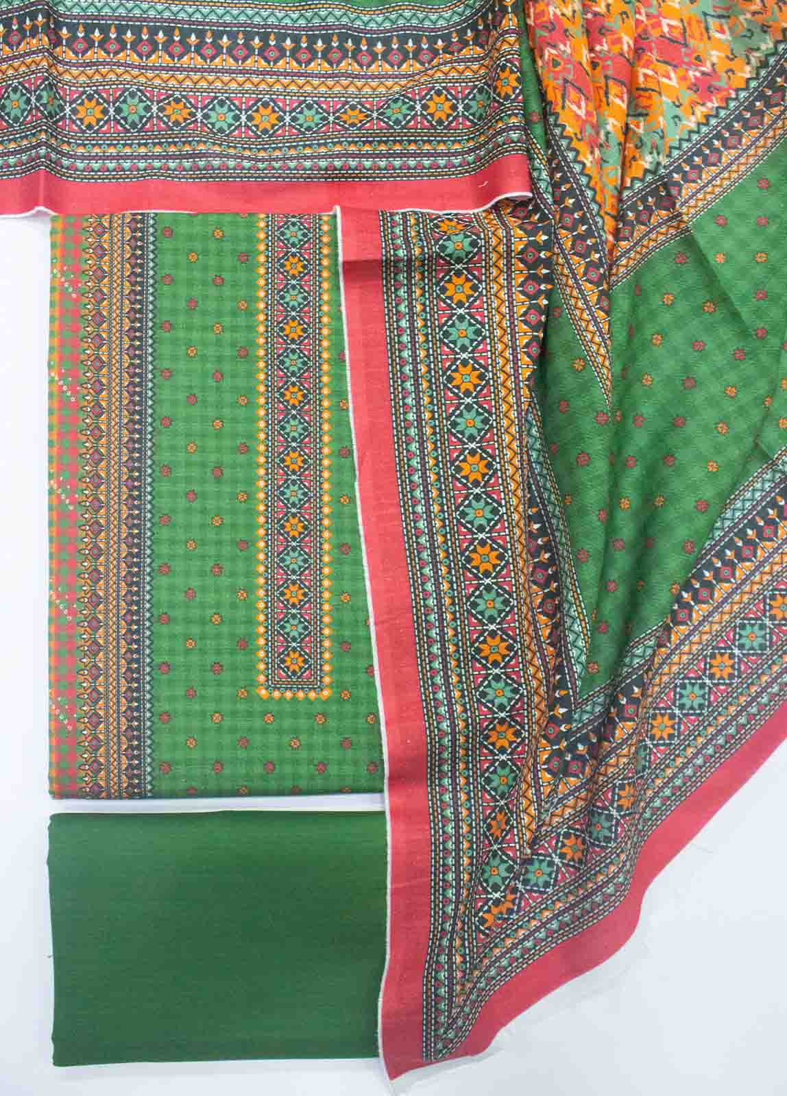 Bin Saeed Fabric - WK_R_054-3 Piece Khaddar Printed Unstitched Suit