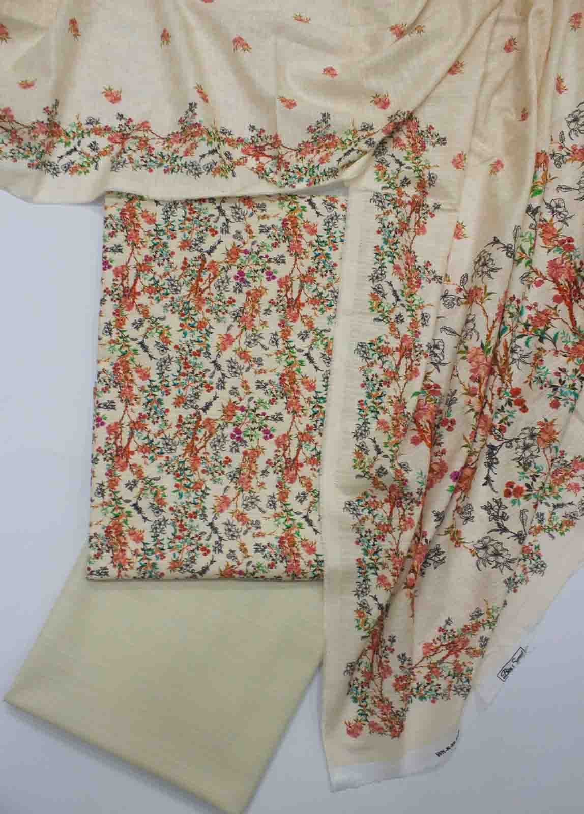 Bin Saeed Fabric - WK_R_59-3 Piece Khaddar Printed Unstitched Suit