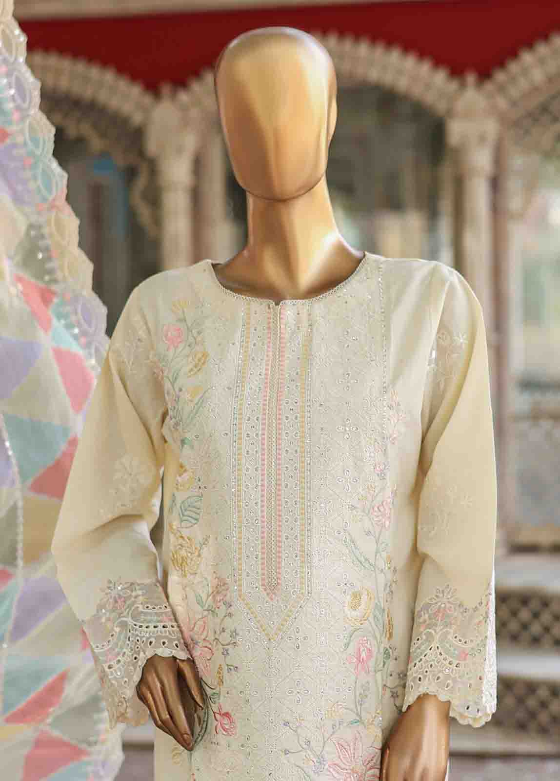Bin Saeed Fabric - WTF-001 B- 3 Piece Embroidered Stitched Suit