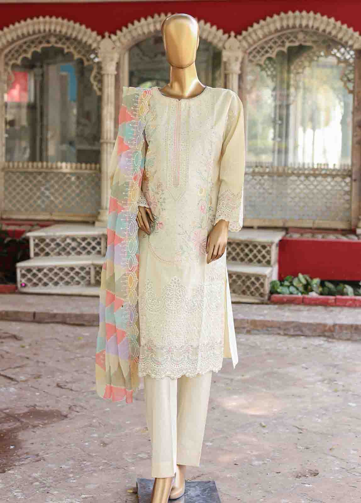 Bin Saeed Fabric - WTF-001 B- 3 Piece Embroidered Stitched Suit