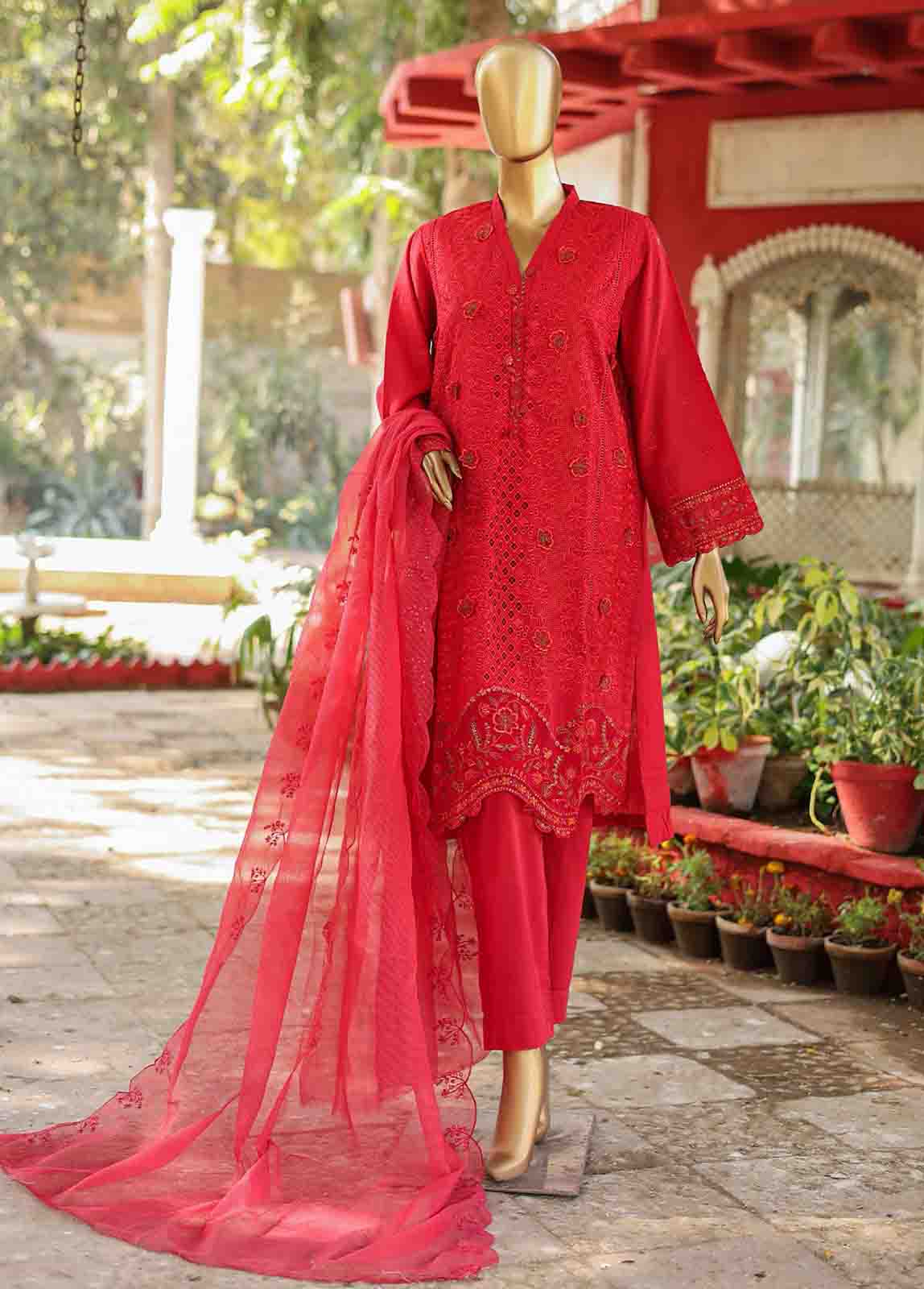 Bin Saeed Fabric - WTF-009 A- 3 Piece Embroidered Stitched Suit