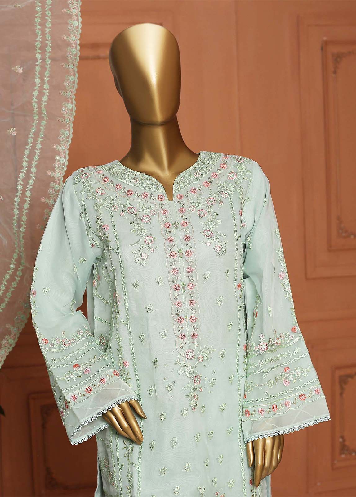 Bin Saeed Fabric - ZEF-2006-B - 3 Piece Embroidered Organza