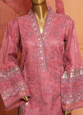 Bin Saeed Fabric - ZEF-2008-C - 3 Piece Embroidered Organza Stitched Suit