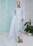 ZEF-2010-A- 3 Piece Embroidered Organza