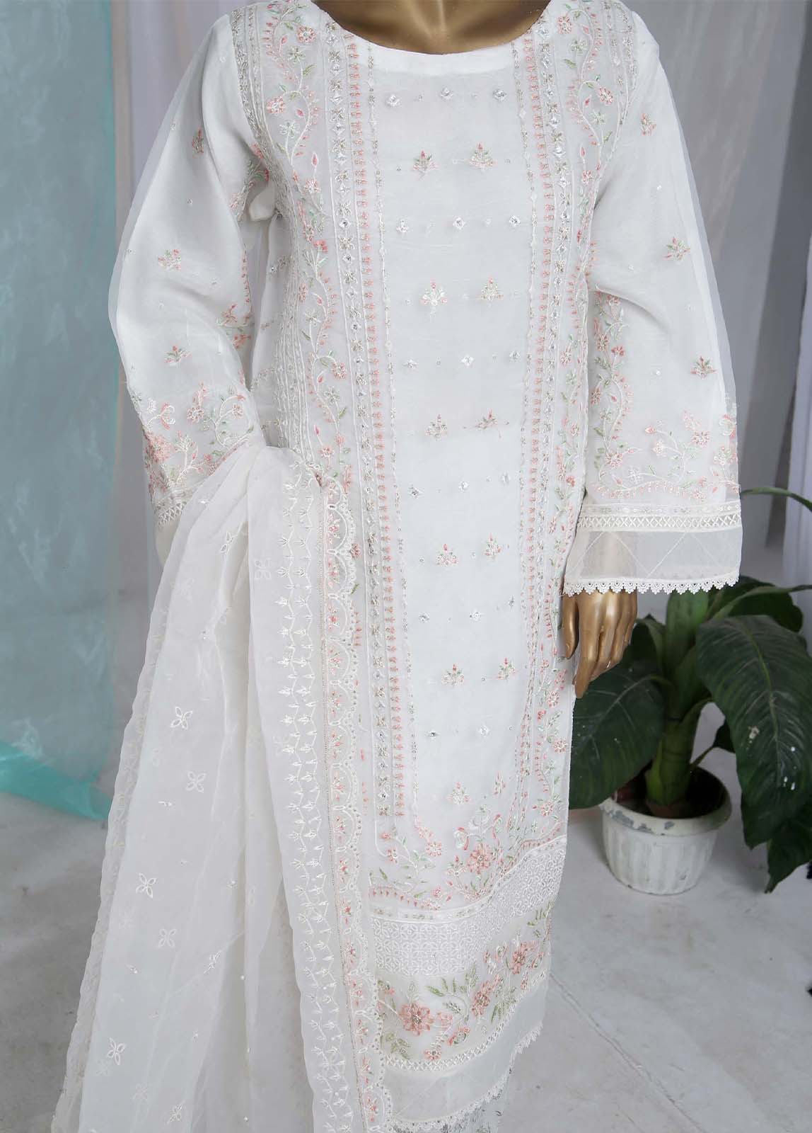 Bin Saeed Fabric - ZEF-2010-B- 3 Piece Embroidered Organza