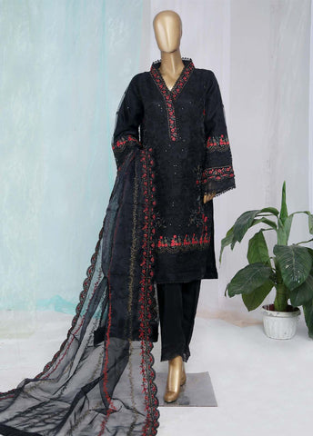 Bin Saeed Fabric - ZEF-2011-T- 3 Piece Embroidered Organza