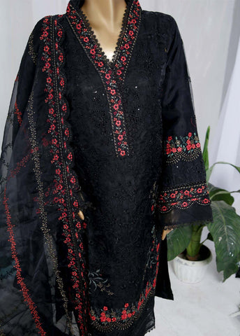 Bin Saeed Fabric - ZEF-2011-T- 3 Piece Embroidered Organza