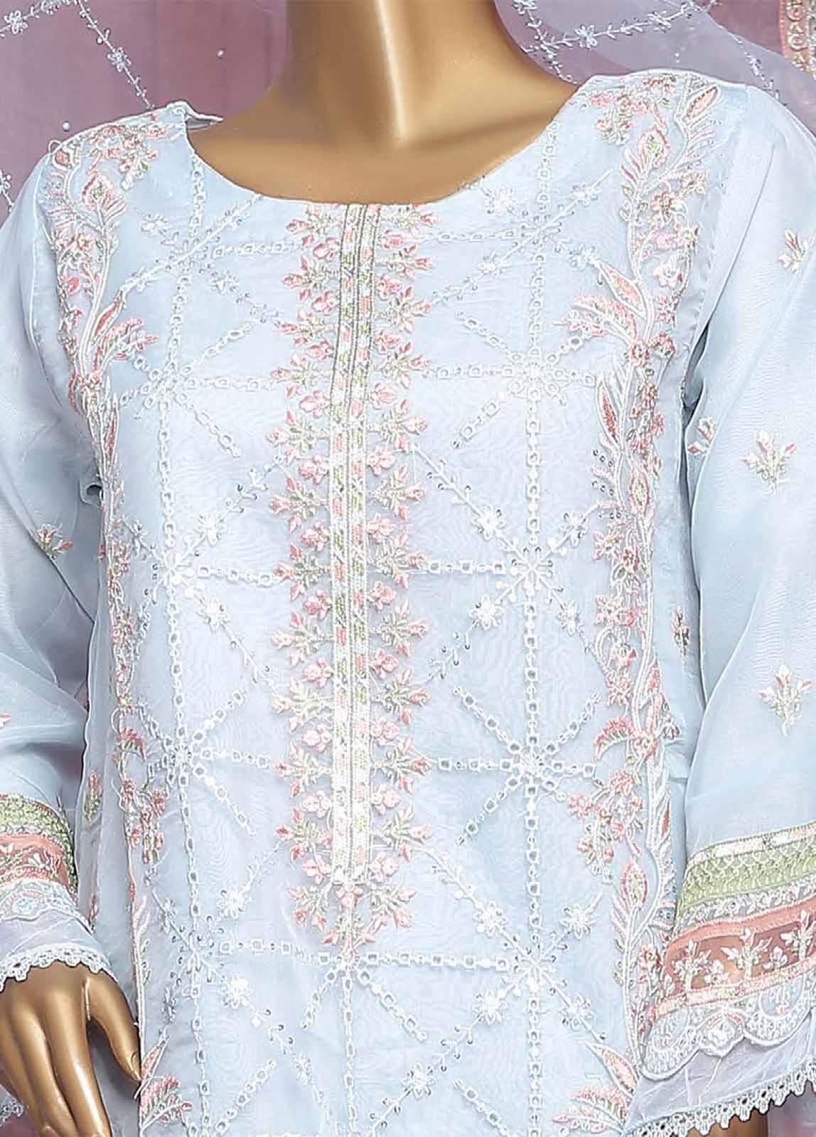 Bin Saeed Fabric - ZEF-2012-D- 3 Piece Embroidered Organza
